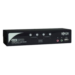 B006-VUA4-K-R 4-Port KVM Switch with Audio, OSD and Peripheral Sharing