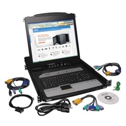 B020-U08-19-IP NetDirector 8-Port 1U Rack-Mount Console KVM Switch with 19-in. LCD and IP Remote Access