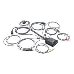 B032-DPUA2 2-Port DisplayPort 1.1/USB KVM Switch with Audio/Video, Built-In Cables, USB Peripheral Sharing