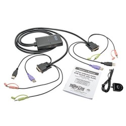 B032-DUA2 2-Port USB/DVI Cable KVM Switch with Audio, Cables and USB Peripheral Sharing