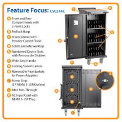 CSC21AC 21-Device AC Charging Station for Laptops and Chromebooks - 120V, NEMA 5-15P, 10 ft. Cord, Black