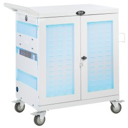 CSC32USBWHG Multi-Device UV Charging Cart, Hospital-Grade, 32 USB Ports, iPad and Android Tablets, Antimicrobial, White