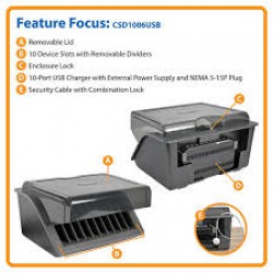CSD1006USB 10-Device Desktop USB Charging Station for Tablets, iPads and E-Readers