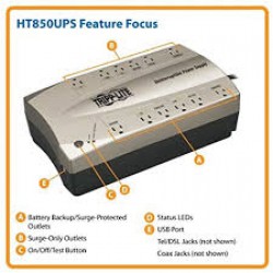 HT850UPS 120V 750VA 450W Home Theater Line-Interactive UPS with USB, 12 Outlets and Tel/DSL/Coax Protection