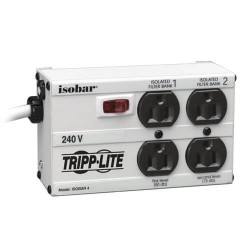 ISOBAR4/220 Isobar 4-Outlet 230V Surge Protector, 6 ft. (1.8 m) Cord with Right-Angle Plug, 330 Joules, Metal Housing