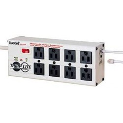 ISOTEL8ULTRA Isobar 8-Outlet Surge Protector, 12 ft. Cord with Right-Angle Plug, 3840 Joules, Diagnostic LEDs, Tel/Fax/Modem, Metal