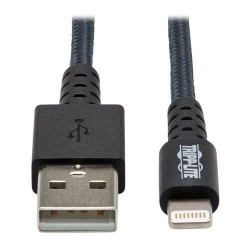 M100-006-GY-MAX Heavy-Duty USB Sync / Charge Cable with Lightning Connector - M/M, USB 2.0, UHMWPE and Aramid Fibers, Gray, 6 ft. (1.8 m)