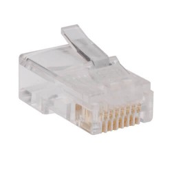 N030-100 RJ45 Plugs for Round Solid / Stranded Conductor 4-pair Cat5e Cable, 100-Pack