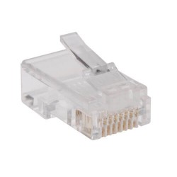 N030-100-FL RJ45 Plugs for Flat Solid / Stranded Conductor Cable, 100-Pack