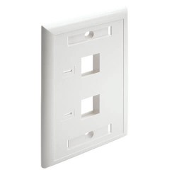 N042-001-WH 2-Port Dual Outlet RJ45 Universal Keystone Face Plate / Wall Plate, White, TAA