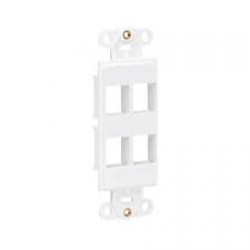 N042D-004V-WH Center Plate Insert, Decora Style - Vertical, 4 Ports