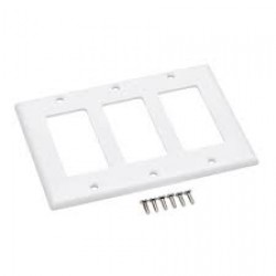 N042D-300-WH Triple-Gang Faceplate, Decora Style - Vertical, White