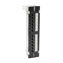 N050-P12 Cat5e Wall-Mount 12-Port Patch Panel - PoE+ Compliant, 110/Krone, 568A/B, RJ45 Ethernet, TAA