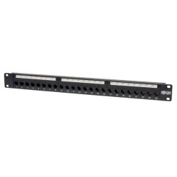 N054-024 24-Port 1U Rack-Mount Cat5e Feedthrough Patch Panel, RJ45 Ethernet, TAA