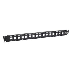 N062-016-KJ 16-Port 1U Rack-Mount Unshielded Blank Keystone/Multimedia Patch Panel, RJ45 Ethernet, USB, HDMI, Cat5e/6