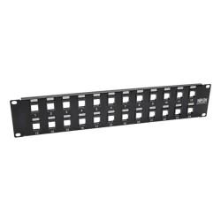 N062-024-KJ 24-Port 2U Rack-Mount Unshielded Blank Keystone/Multimedia Patch Panel, RJ45 Ethernet, USB, HDMI, Cat5e/6
