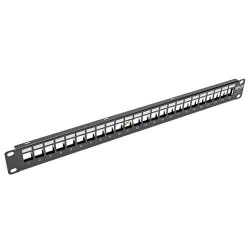 N062-024-KJ-SH 24-Port 1U Rack-Mount Shielded Blank Keystone/Multimedia Patch Panel, RJ45 Ethernet, USB, HDMI, Cat5e/6, TAA