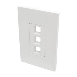 N080-103 3-Port Single-Gang Universal Keystone Wallplate, White, TAA