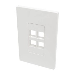 N080-104 4-Port Single-Gang Universal Keystone Wallplate, White, TAA