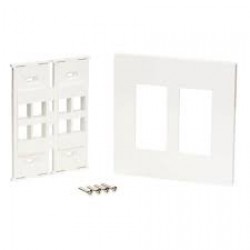 N080-208 8-Port Keystone Double-Gang Faceplate, White, TAA