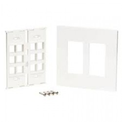 N080-212 12-Port Keystone Double-Gang Faceplate, White, TAA
