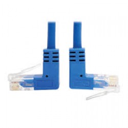 N204-S01-BL-UD Up/Down-Angle Cat6 Gigabit Molded Slim UTP Ethernet Cable (RJ45 Up-Angle M to RJ45 Down-Angle M), Blue, 1 ft.