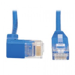N204-S05-BL-DN Down-Angle Cat6 Gigabit Molded Slim UTP Ethernet Cable (RJ45 Right-Angle Down M to RJ45 M), Blue, 5 ft.