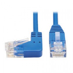 N204-S05-BL-LA Left-Angle Cat6 Gigabit Molded Slim UTP Ethernet Cable (RJ45 Left-Angle M to RJ45 M), Blue, 5 ft.