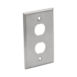 N206-FP02-IND Bulkhead Wall Plate, 2 Cutouts, Industrial, Metal - Stainless Steel, IP44, Single Gang, TAA