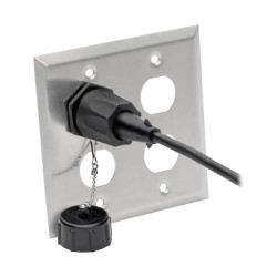 N206-FP04-IND Bulkhead Wall Plate, 4 Cutouts, Industrial, Metal - Stainless Steel, IP44, Double Gang, TAA