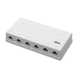 N236-006-WH Pre-Configured Unshielded Cat6 6-Port Surface-Mount Box, 110 IDC, RJ45, White