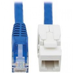 N237-F18N-WHSH Cat6 Keystone Jack Cable Assembly - Unshielded, PoE+, RJ45 M/F, 18 in., Blue