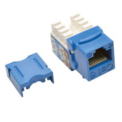 N238-025-BL Cat6/Cat5e 110 Style Punch Down Keystone Jack - Blue, 25-Pack, TAA