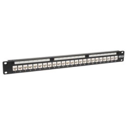 N250-024-LP 24-Port Cat6/Cat5 Low Profile Feed-Through Patch Panel, 1U Rack-Mount/Wall-Mount, TAA