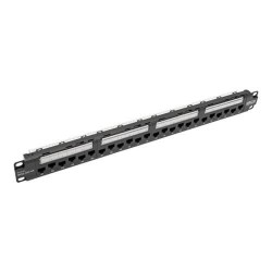 N252-024-6A 24-Port 1U Rack-Mount Cat6a/Cat6/Cat5e 110 Patch Panel with Cable Management Bar, 110 Punchdown, RJ45, TAA