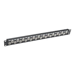 N252-024-6A-OF 24-Port 1U Rack-Mount Cat6a/Cat6/Cat5e 110 Offset Patch Panel with Cable Management Bar, 110 Punchdown, RJ45, TAA
