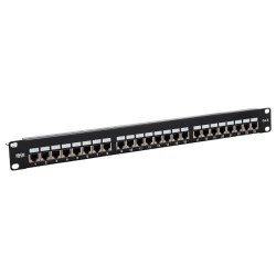 N252-024-SH-K Cat5e/Cat6 24-Port Patch Panel - Shielded, Krone IDC, 568B, RJ45 Ethernet, 1U Rack-Mount, TAA