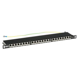 N252A-024-HUSHK Cat6a 24-Port High-Density Shielded Patch Panel - Dual IDC, 568A/B, RJ45 Ethernet, 0.5U Rack-Mount
