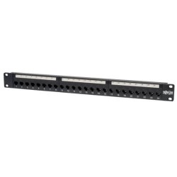 N254-024 24-Port 1U Rack-Mount Cat6/Cat5 Feedthrough Patch Panel, RJ45 Ethernet, TAA