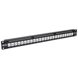 N254-024-6A 24-Port 1U Rack-Mount Cat6a Feedthrough Patch Panel, RJ45 Ethernet