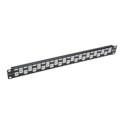 N254-024-6A-OF 24-Port 1U Rack-Mount Cat6a/Cat6/Cat5e Offset Feed-Through Patch Panel with Cable Management Bar, RJ45 Ethernet, TAA