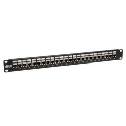 N254-024-SH 24-Port 1U Rack-Mount STP Shielded Cat6 /Cat5 Feedthrough Patch Panel, RJ45 Ethernet, TAA