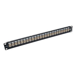 N254-024-SH-6AD 24-Port 1U Rack-Mount STP Shielded Cat6a Feedthrough Patch Panel with 90-Degree Down-Angled Ports, RJ45 Ethernet, TAA