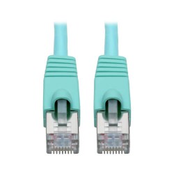 N262-014-AQ Cat6a 10G-Certified Snagless Shielded STP Network Patch Cable (RJ45 M/M), PoE, Aqua, 14 ft.