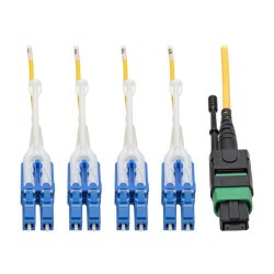 N390-02M-8LC-AP MTP/MPO (APC) to 8xLC (UPC) Singlemode Breakout Patch Cable, 40/100 GbE, QSFP+ 40GBASE-PLR4, Plenum, Yellow, 2 m (6.6 ft.)