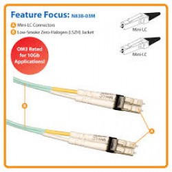 N838-01M 10Gb Duplex Multimode 50/125 OM3 LSZH Fiber Patch Cable (Mini-LC / Mini-LC) - Aqua, 1M (3 ft.)