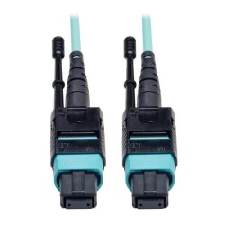 N844-01M-12-P MTP/MPO Patch Cable with Push/Pull Tabs, 12 Fiber, 40GbE, 40GBASE-SR4, OM3 Plenum-Rated - Aqua, 1M (3-ft.)