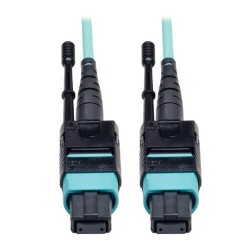N844-02M-12-P MTP/MPO Patch Cable with Push/Pull Tabs, 12 Fiber, 40GbE, 40GBASE-SR4, OM3 Plenum-Rated - Aqua, 2M (6-ft.)