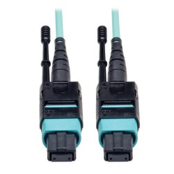 N844-05M-12-P MTP/MPO Patch Cable, 12 Fiber, 40GbE, 40GBASE-SR4, OM3 Plenum-Rated - Aqua, 5M (16-ft.)