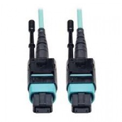 N846-01M-24-P MTP/MPO Patch Cable with Push/Pull Tab Connectors, 100GBASE-SR10, CXP, 24 Fiber, 100Gb OM3 Plenum-rated - Aqua, 1M (3 ft.)